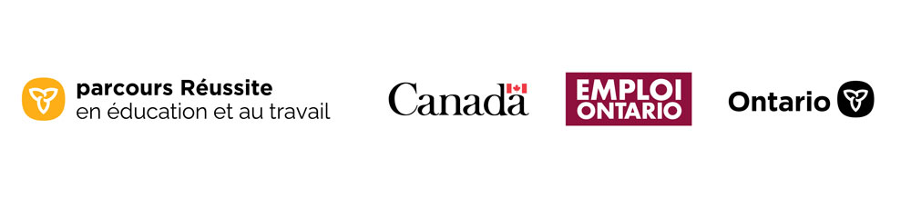 Logos : parcours Réussite, Canada, Emploi Ontario, Ontario