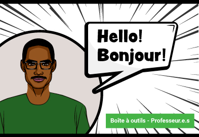 vignette présente une personne à la peau foncée, portant des lunettes et un chandail vert. Une étiquette verte en bas à droite affiche « Boîte à outils – Professeur.e.s ».
